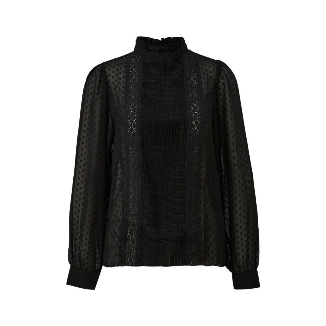 QS - Damen Langarmbluse - Schwarz - Größe: 42 - bei Tara-M