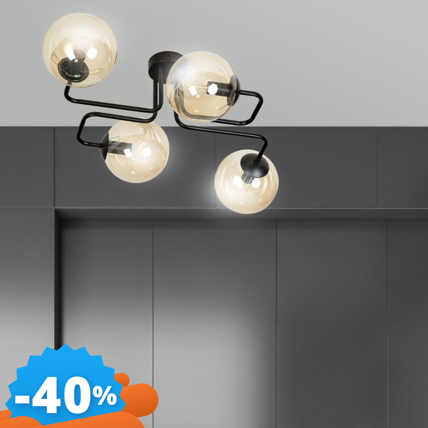 Emibig Lighting Lampadario Da Soffitto Brendi 4 In Acciaio E Vetro 4Xe14