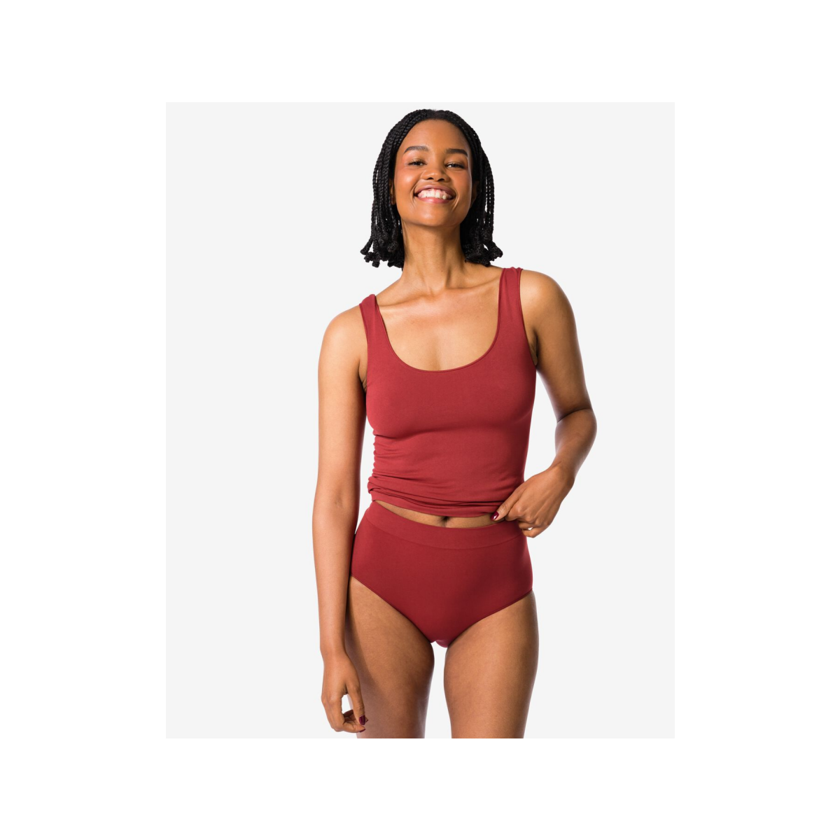 HEMA Dames tailleslip naadloos micro donkerrood (donkerrood)