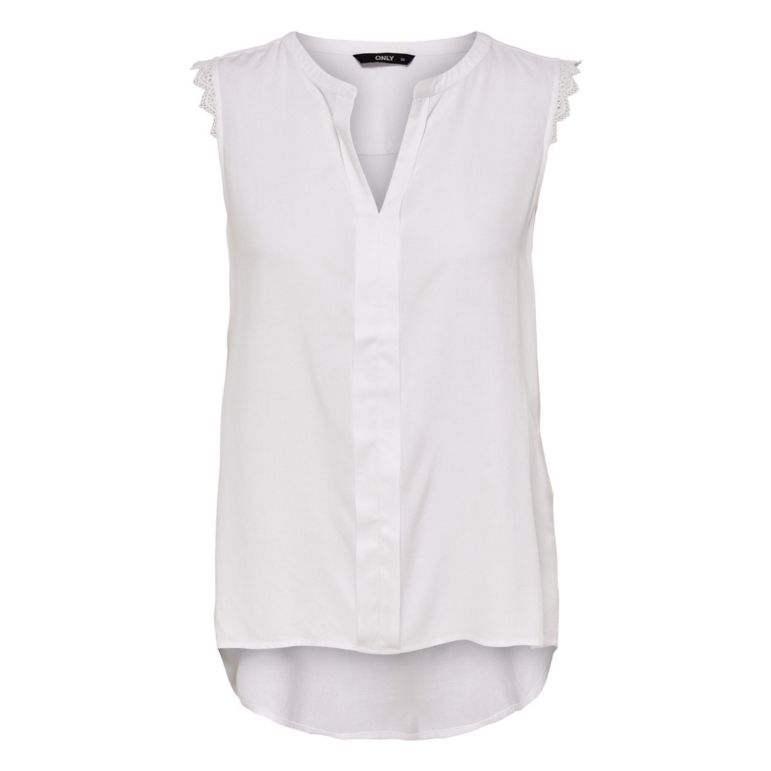 Only - Damen Kurzarmbluse - Weiß - Größe: 36 - bei Tara-M