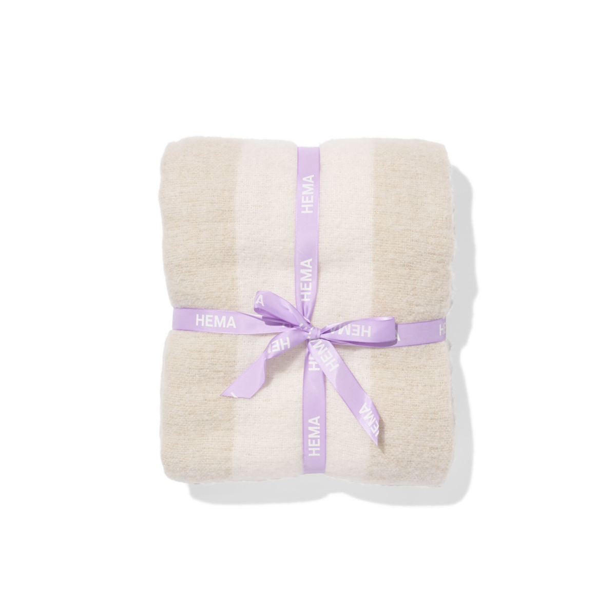 HEMA Plaid 130x150cm wollook strepen beige (beige)