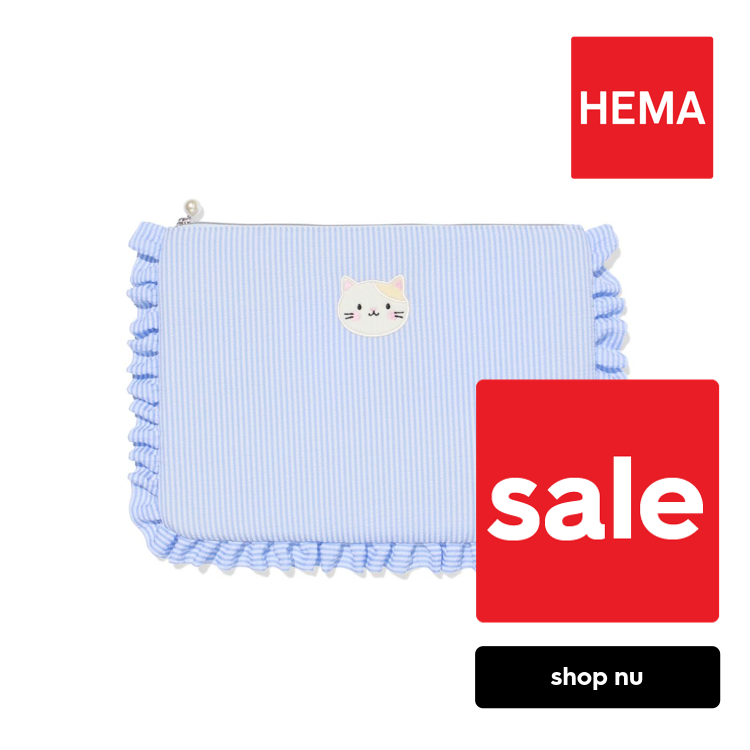 HEMA Laptophoes 41.8x29.5cm strepen kattenprint ruches