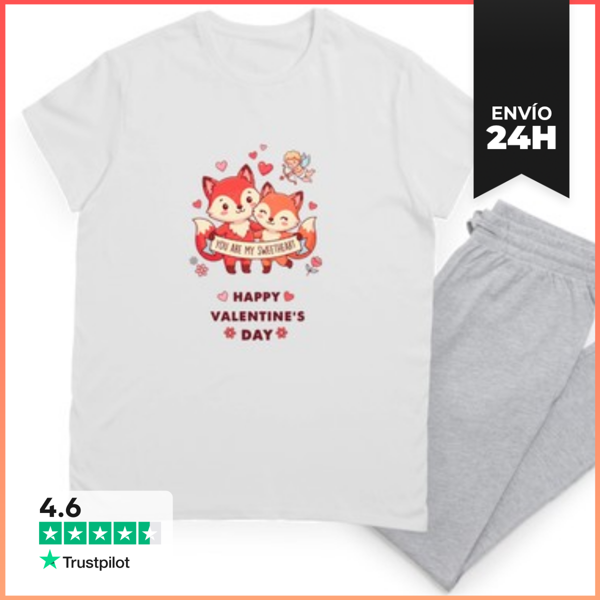 Pijama Feliz Día De San Valentín Zorros Ustedes Son Mi Dulce Amor