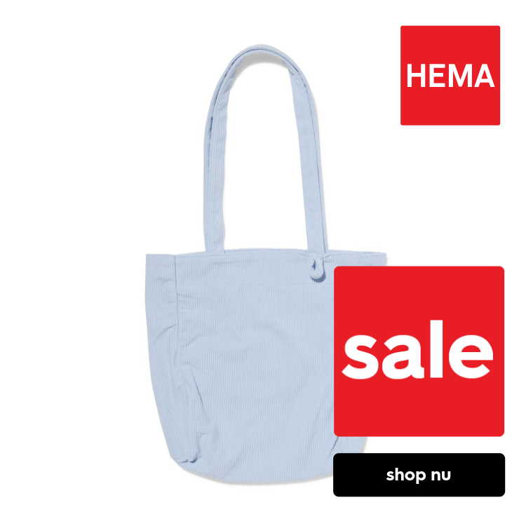 HEMA Shopper 40x32x10cm strepen (lichtblauw)