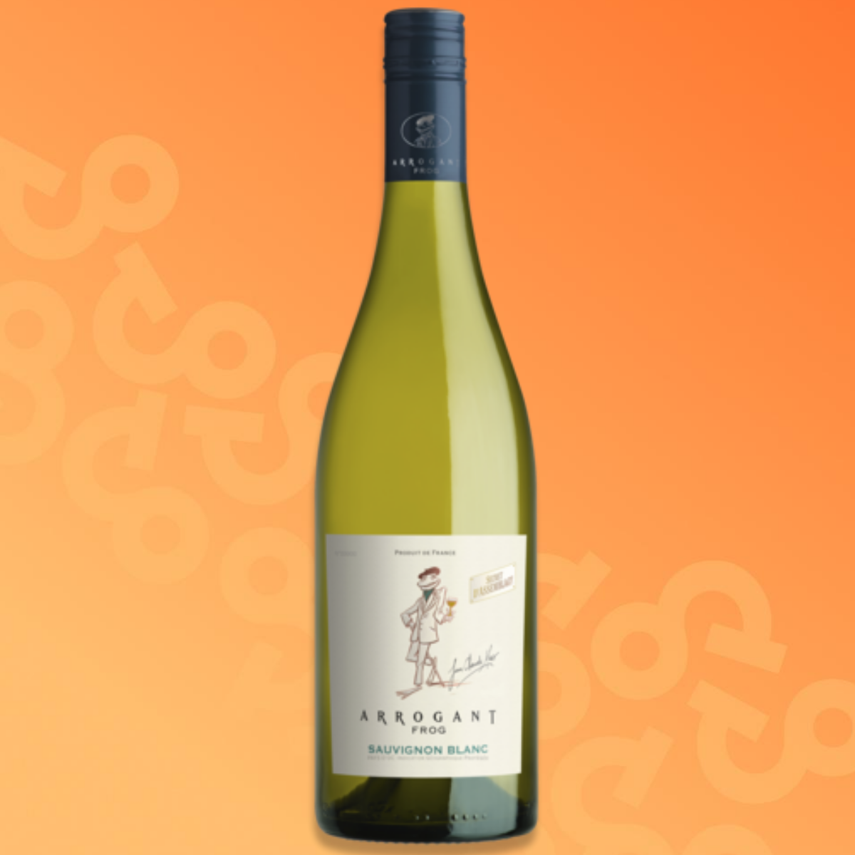 Bottle of Arrogant Frog Sauvignon Blanc white wine 75 cl