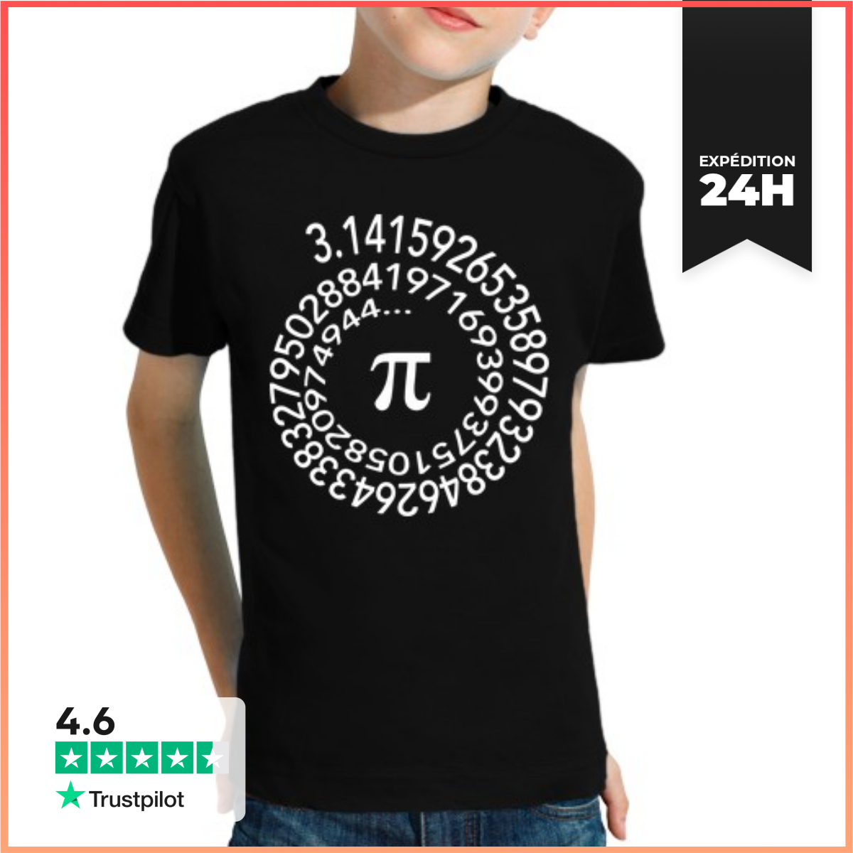 Tee Shirt Pour Enfant Manche Courte NuméRo Pi-image