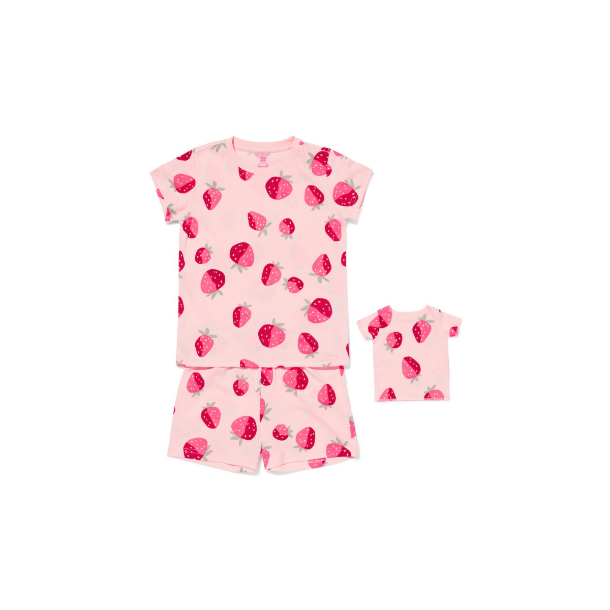 HEMA Kindershortama aardbeien roze (roze)