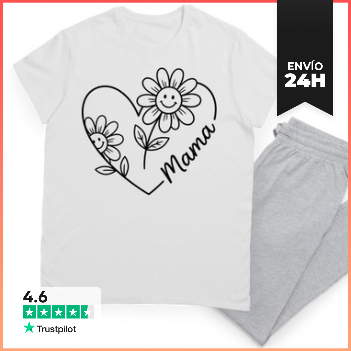 Pijama RETRO MAMA CORAZÓN FLORES LOVE LaTostadora
