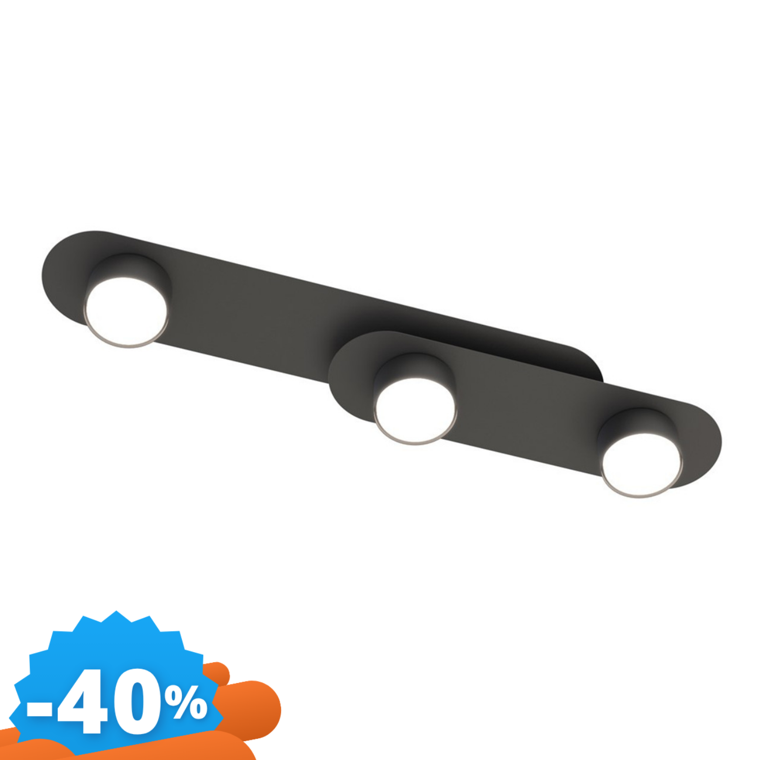 Emibig Lighting Nera Lampada Da Soffitto In Acciaio Stilo 3 Da Interno 3Xgx53