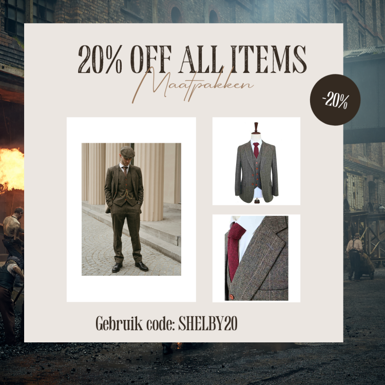 Maatpak Voor Heren | 3-delig Pak | Groen Visgraat | Finn Shelby | Peaky Blinders | Peaky Blinders