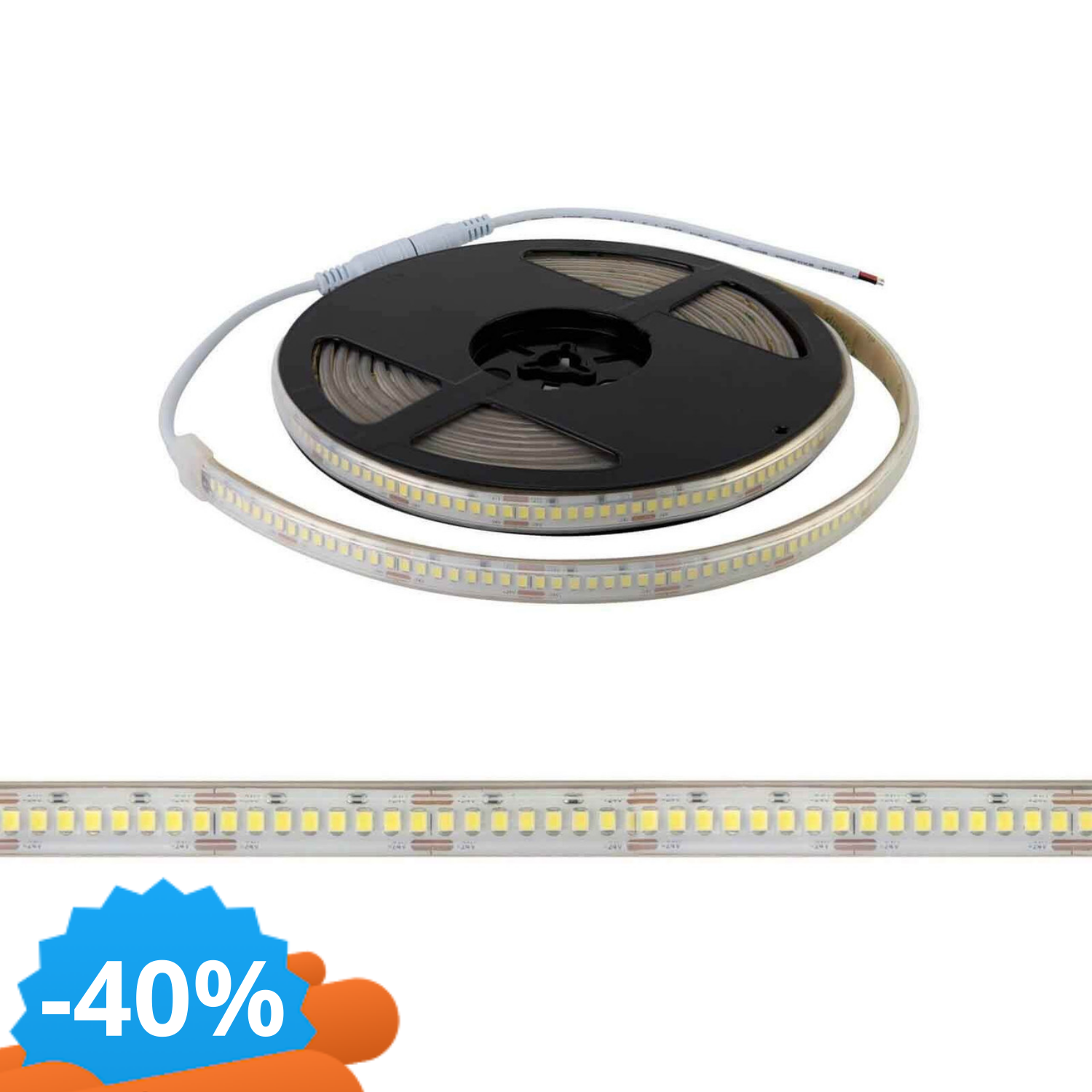 Striscia LED Professional 2835/224 - IP67 - 25W/M - 2.900Lm/M- 5M - 24V Colore Bianco Freddo 6.000K-image