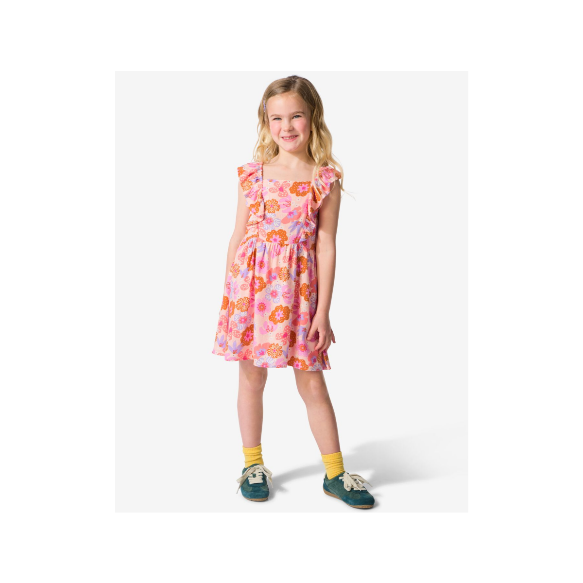 HEMA HEMA Kinderjurk A-lijn Bloemen Roze (roze)