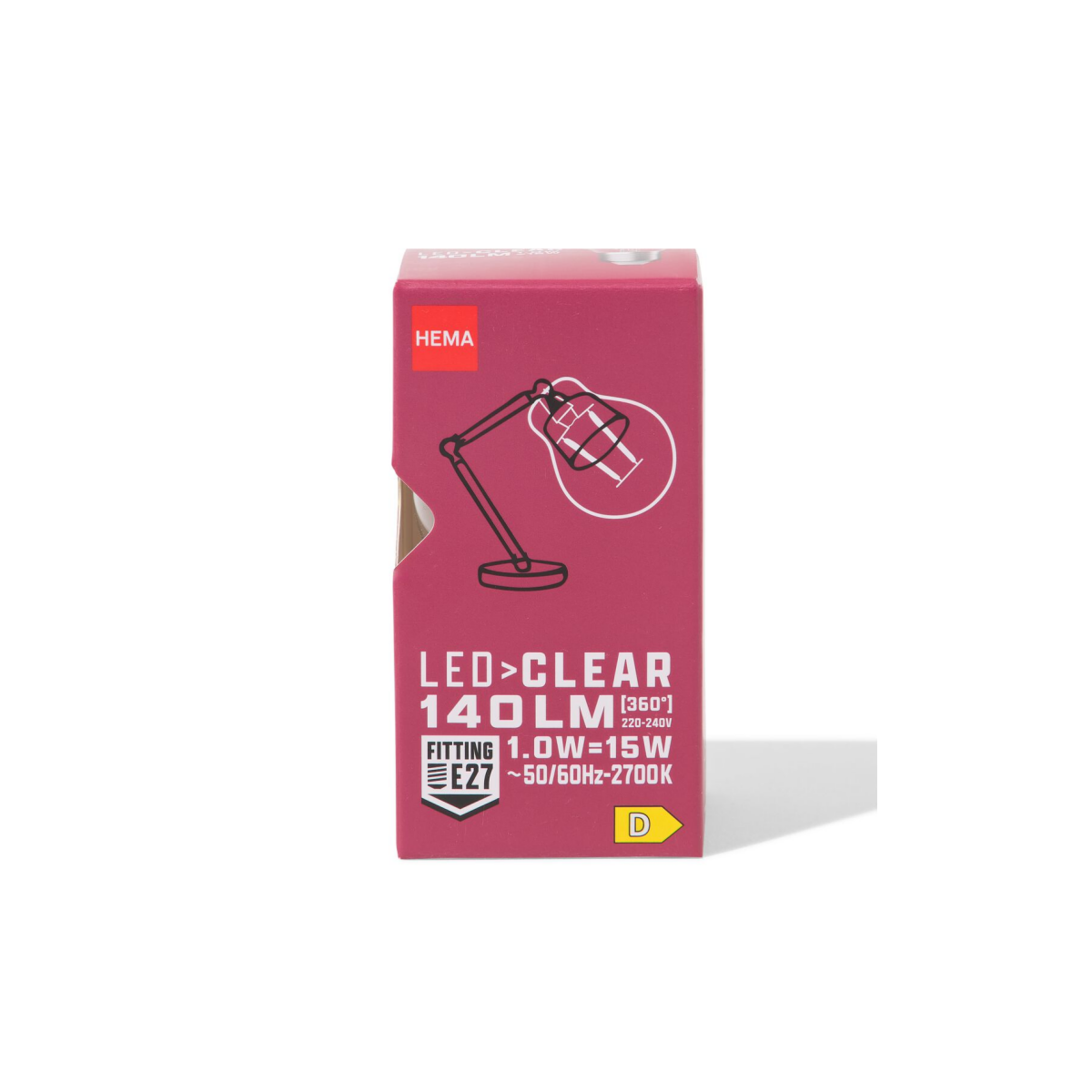 HEMA Led kogel clear E27 1.0W 140lm