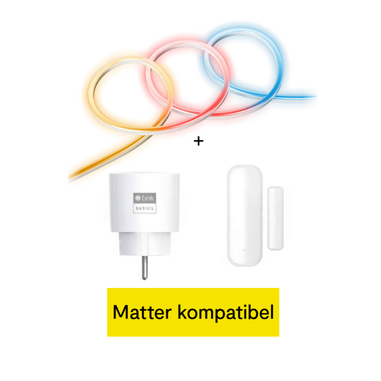 tink Basics Matter Set - mit Neon Light Strip + Door & Window Sensor + Smart Plug