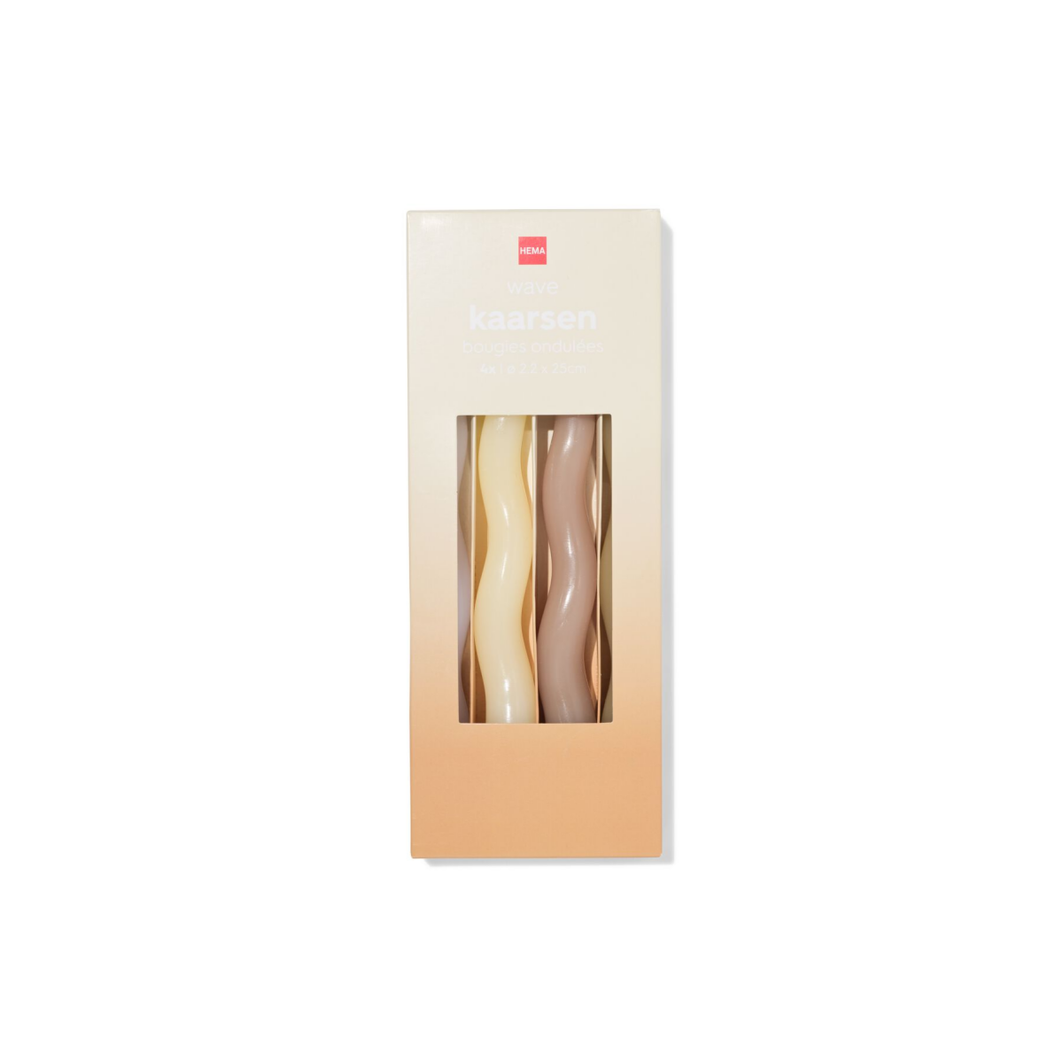HEMA HEMA Dinerkaarsen ⌀2.2x25cm Wave Ivoor-naturel - 4 Stuks (naturel)