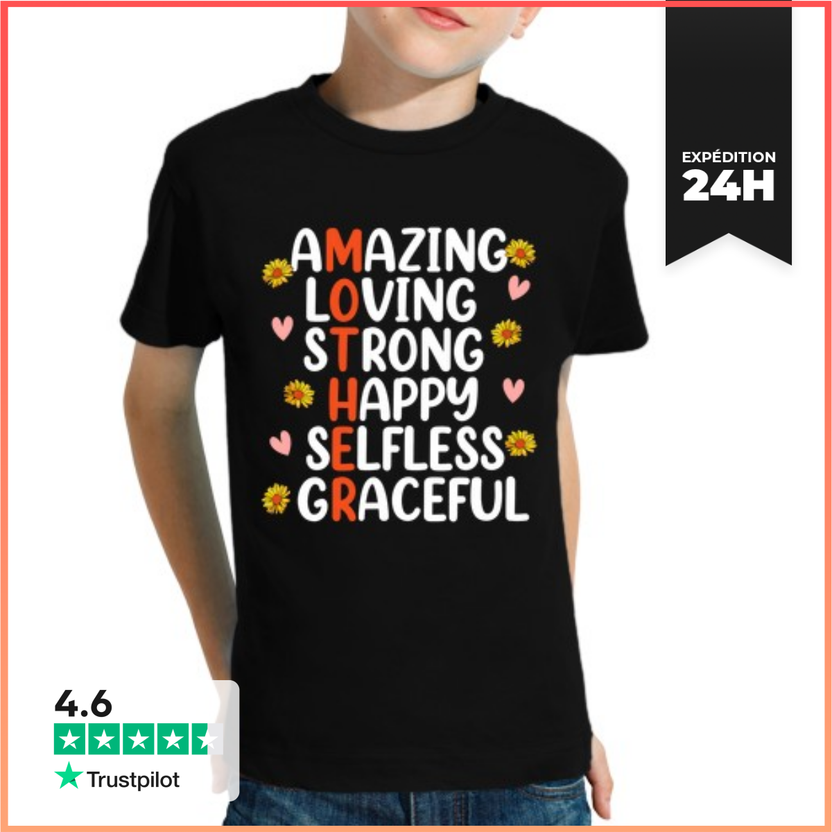 Tee Shirt Pour Enfant Manche Courte DéFinition De MèRe Meilleure Maman Pour-image