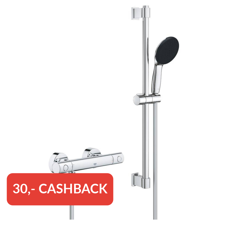 Grohe QuickFix Precision Get thermostatische doucheset 15cm met 1 straalsoort chroom