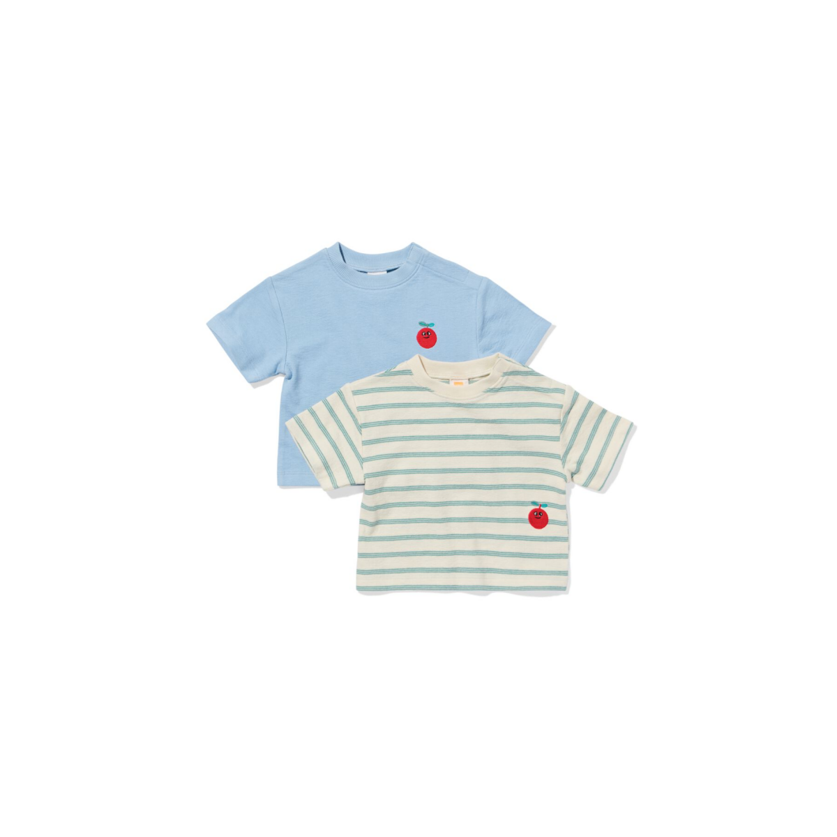 HEMA Baby T-shirts jersey strepen - 2 stuks blauw (blauw)