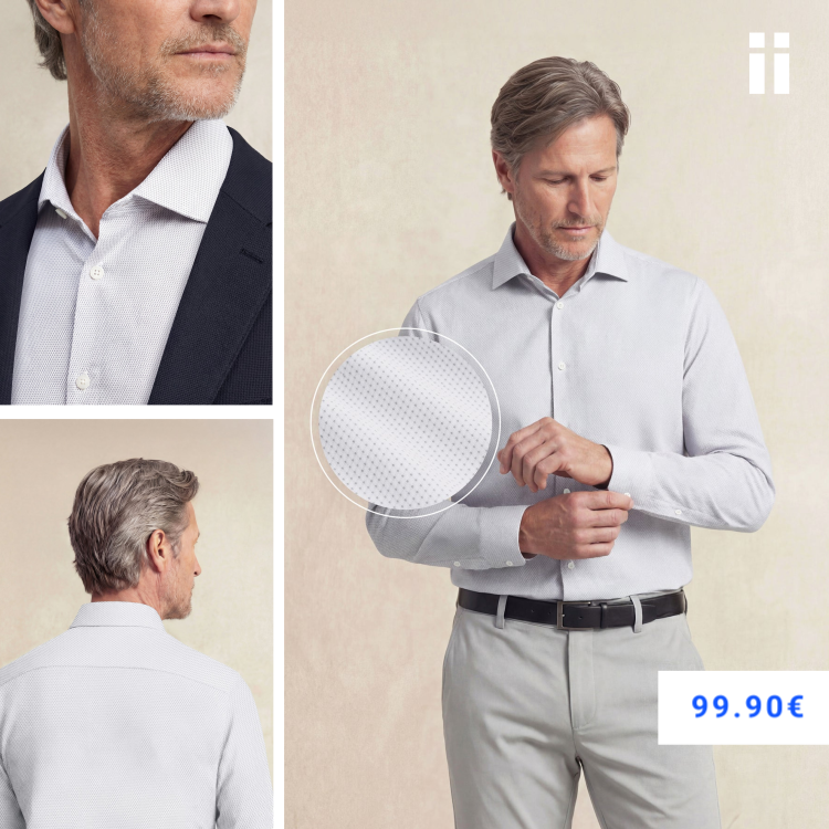 Camisa de vestir hombre estampado motivo gris regular