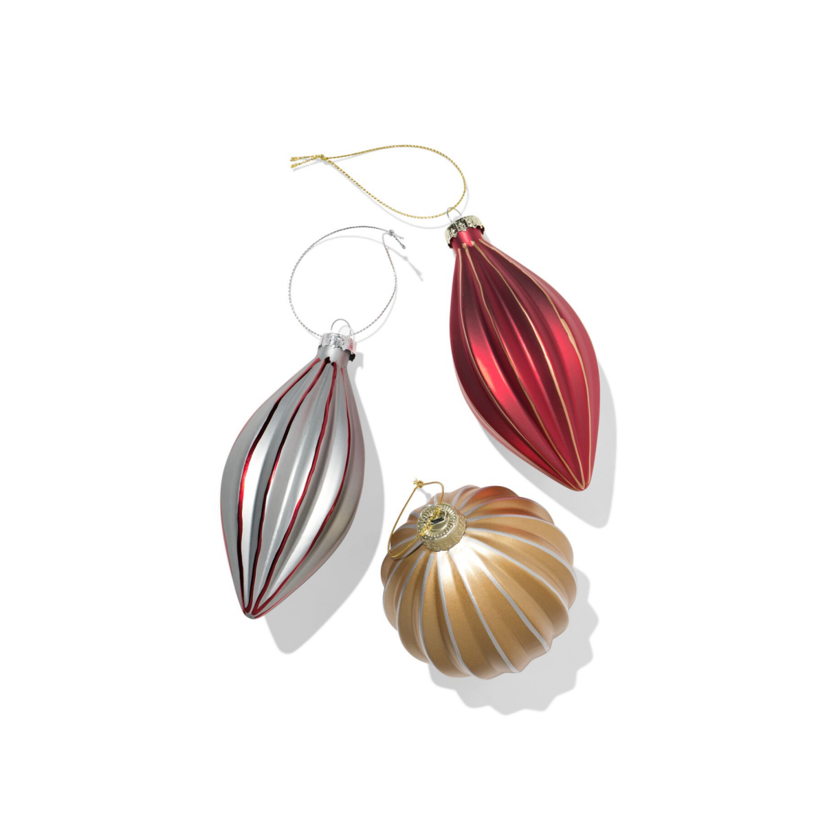 HEMA Kerstballen set 8.2cm glas glitter rand - 3 stuks (multi)