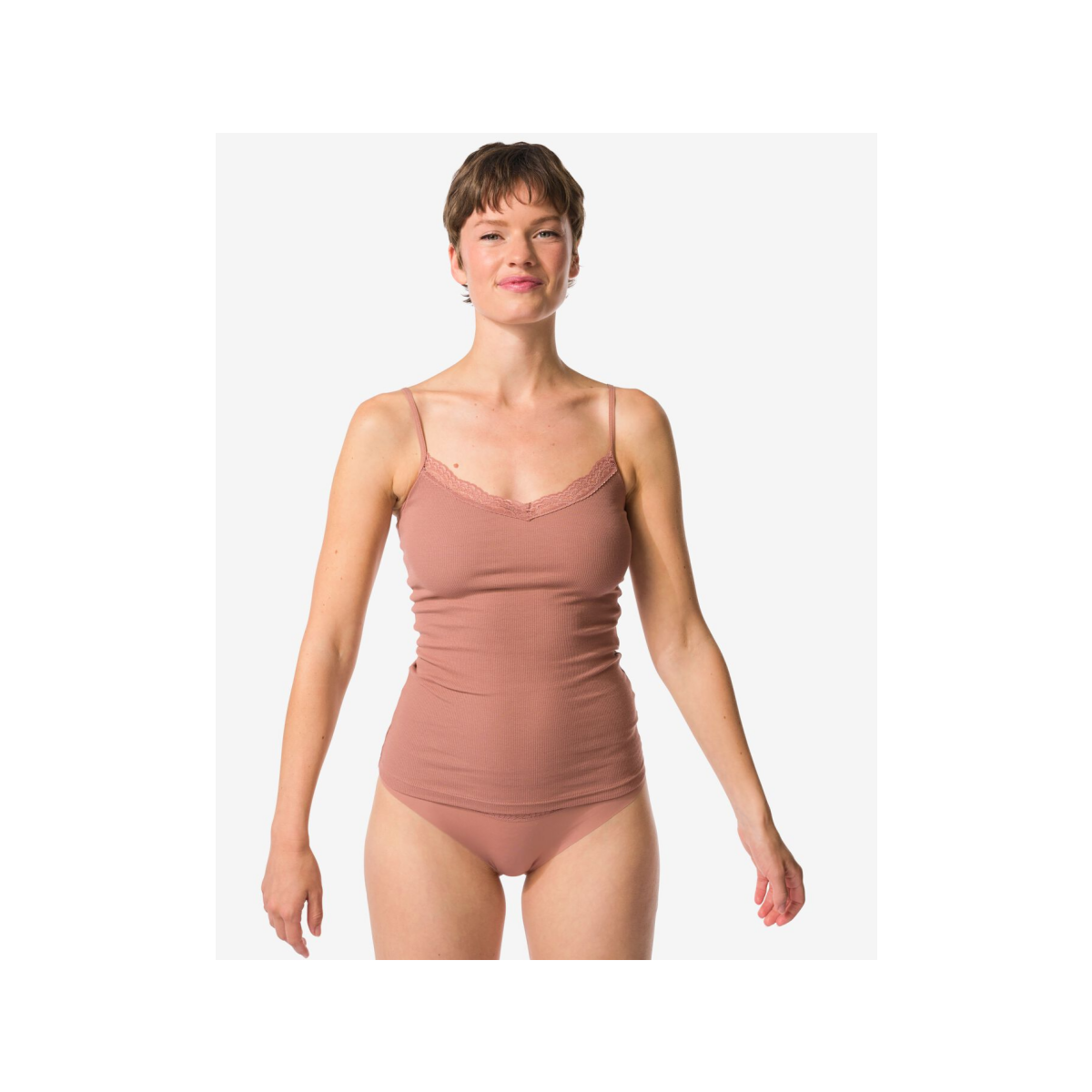 HEMA Dames brazilian micro met kanten tailleband lichtbruin (lichtbruin)