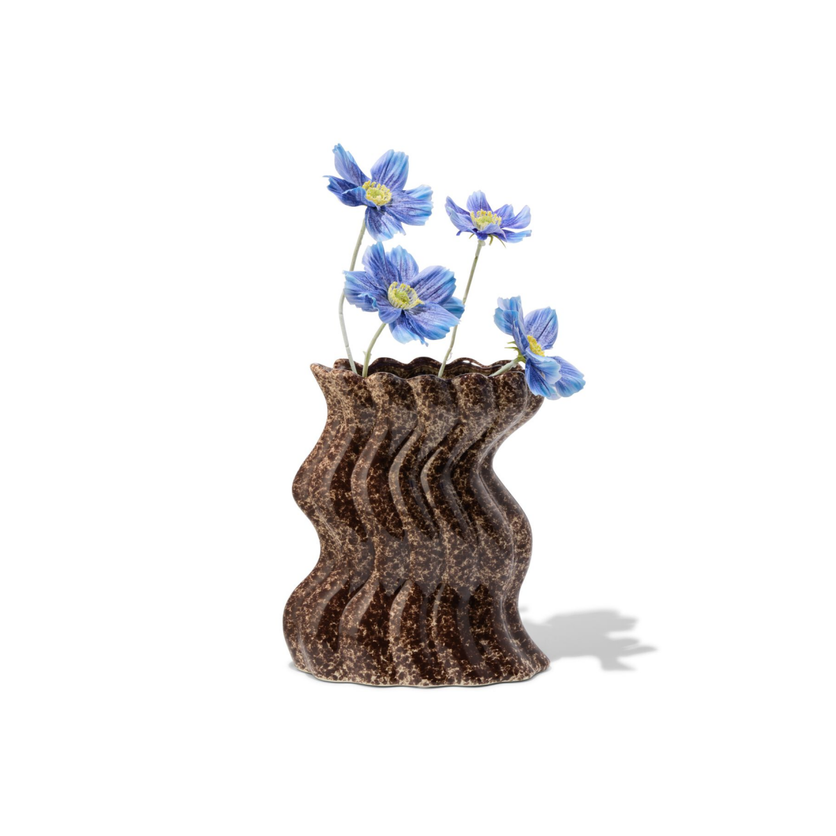 HEMA HEMA Vaas 23cm Keramiek Ribbel Swirl Bruin (donkerbruin)