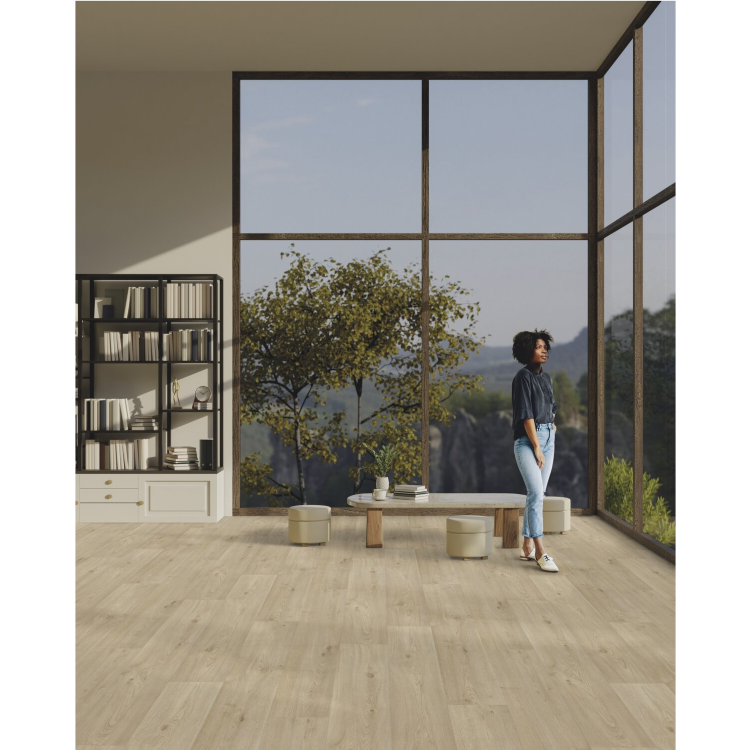 Rouleau 4m de sol PVC effet bois pose libre sherwood cream Gerflor - 3000 cm x 400 cm x 0.25 cm