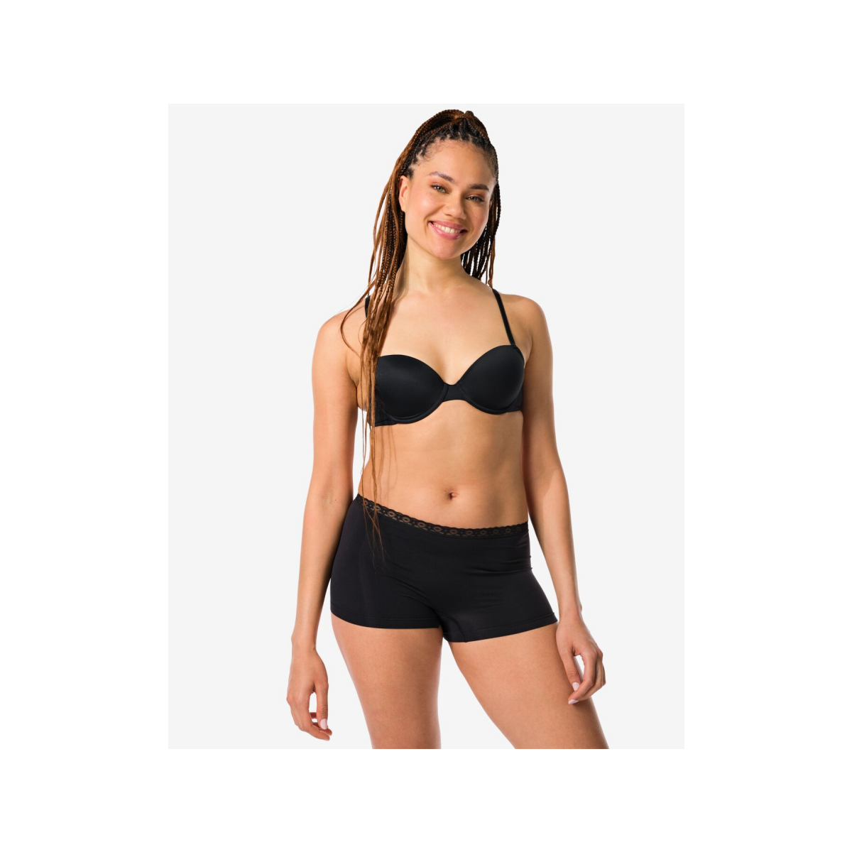 HEMA HEMA Damesboxer Naadloos Micro Met Kant Zwart (zwart)