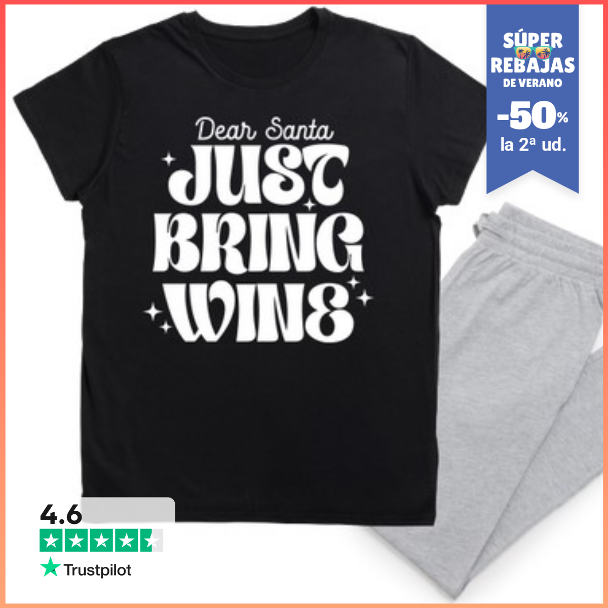 Pijama DEAR SANTA CLAUS JUST BRING WINE XMAS LaTostadora
