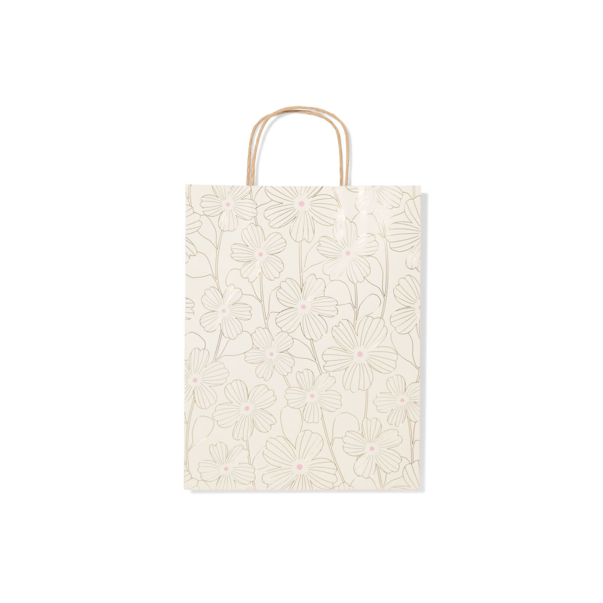 HEMA Cadeautas L 31x24cm bloemen (goud)