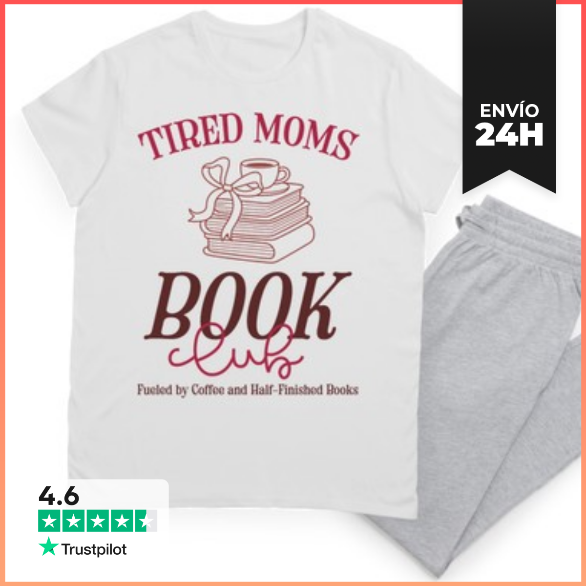 Pijama TIRED MOMS BOOK CLUB FUELED BY COFFEE LaTostadora