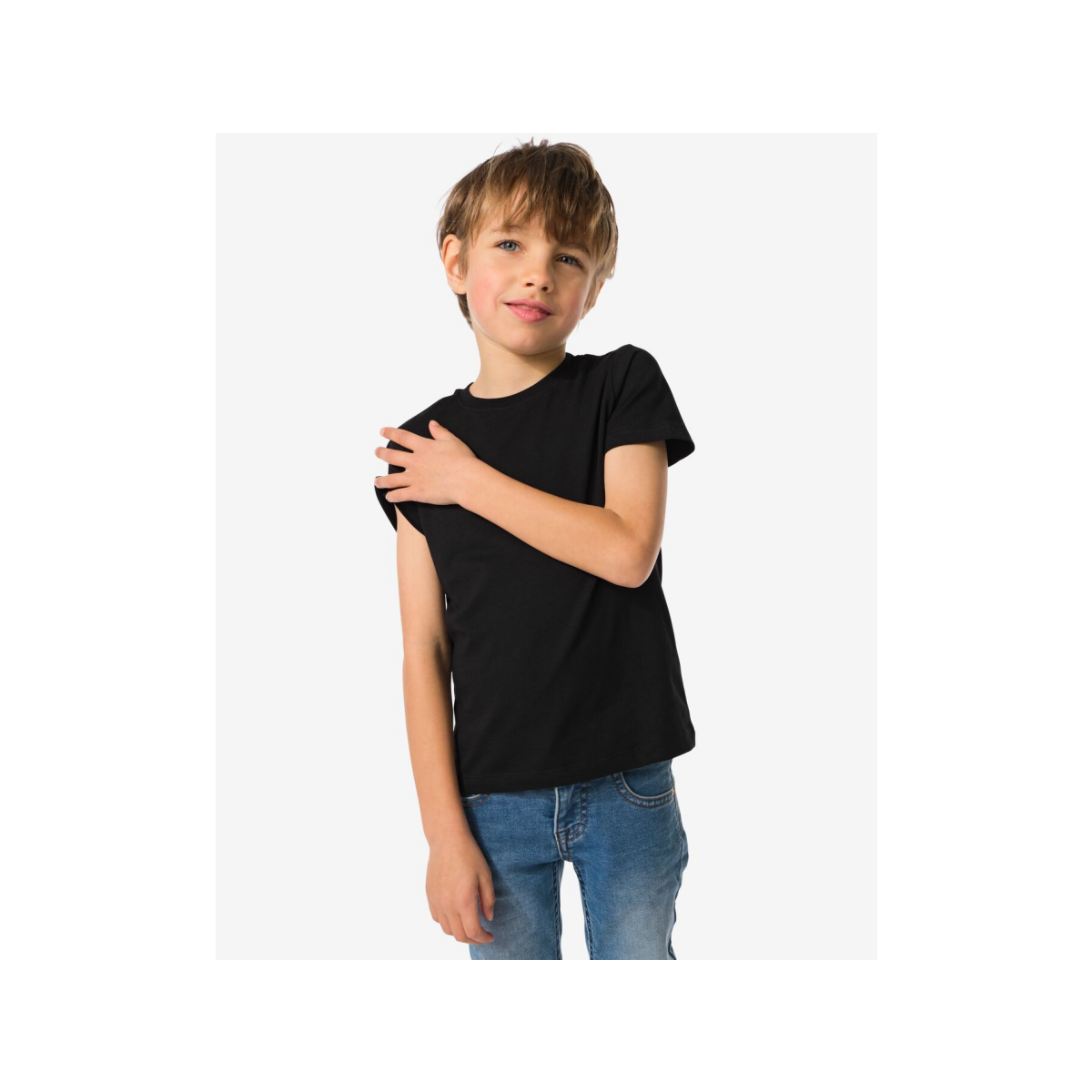 HEMA HEMA Kinder Basis T-shirts Stretch Katoen - 2 Stuks Zwart (zwart)