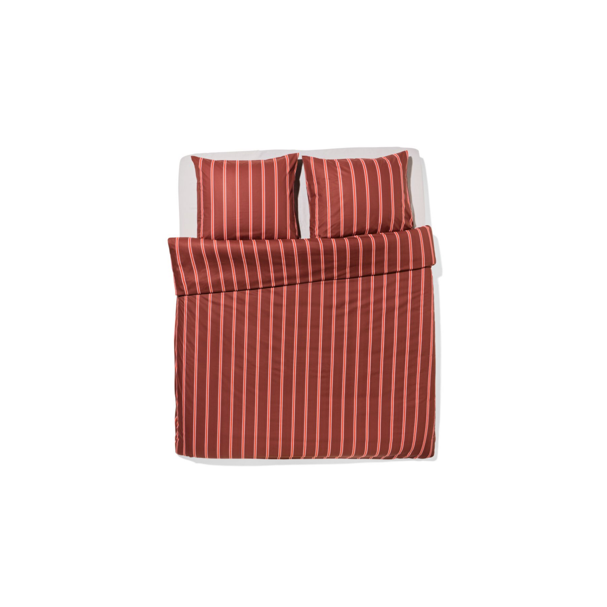HEMA HEMA Dekbedovertrek 200x200/220cm Zacht Katoen Strepen Bruin (bruin)