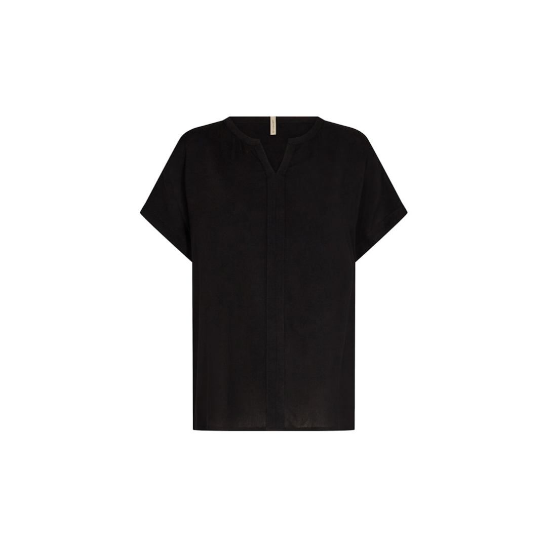 Soyaconcept - Damen Kurzarmbluse - Schwarz - Größe: XL - bei Tara-M