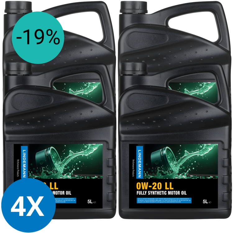 Lindemann Motorolie 0W-20 LL - Doos 4x5L | C3 | voor oa VW, BMW, Opel | Longlife | Volsynthetisch | Benzine & Diesel