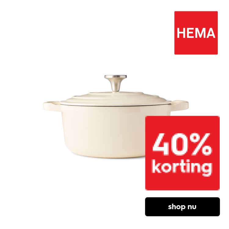 HEMA Braadpan Ø24cm Lyon gietijzer PFAS-vrij (gebroken wit)