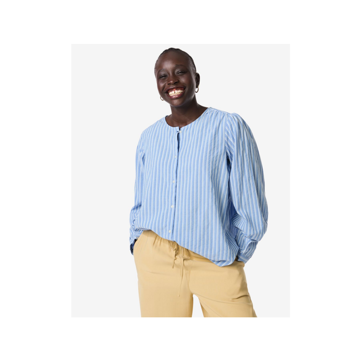 HEMA HEMA Damesblouse Sally Strepen Blauw (blauw)