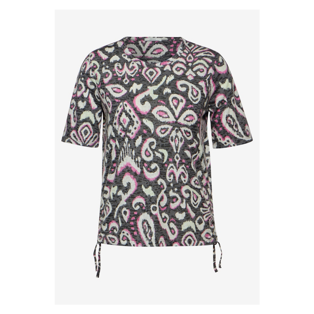 cecil Print Burn Out T-Shirt Black