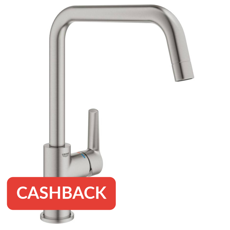 Grohe QuickFix Start verhoogde keukenmengkraan hoek supersteel