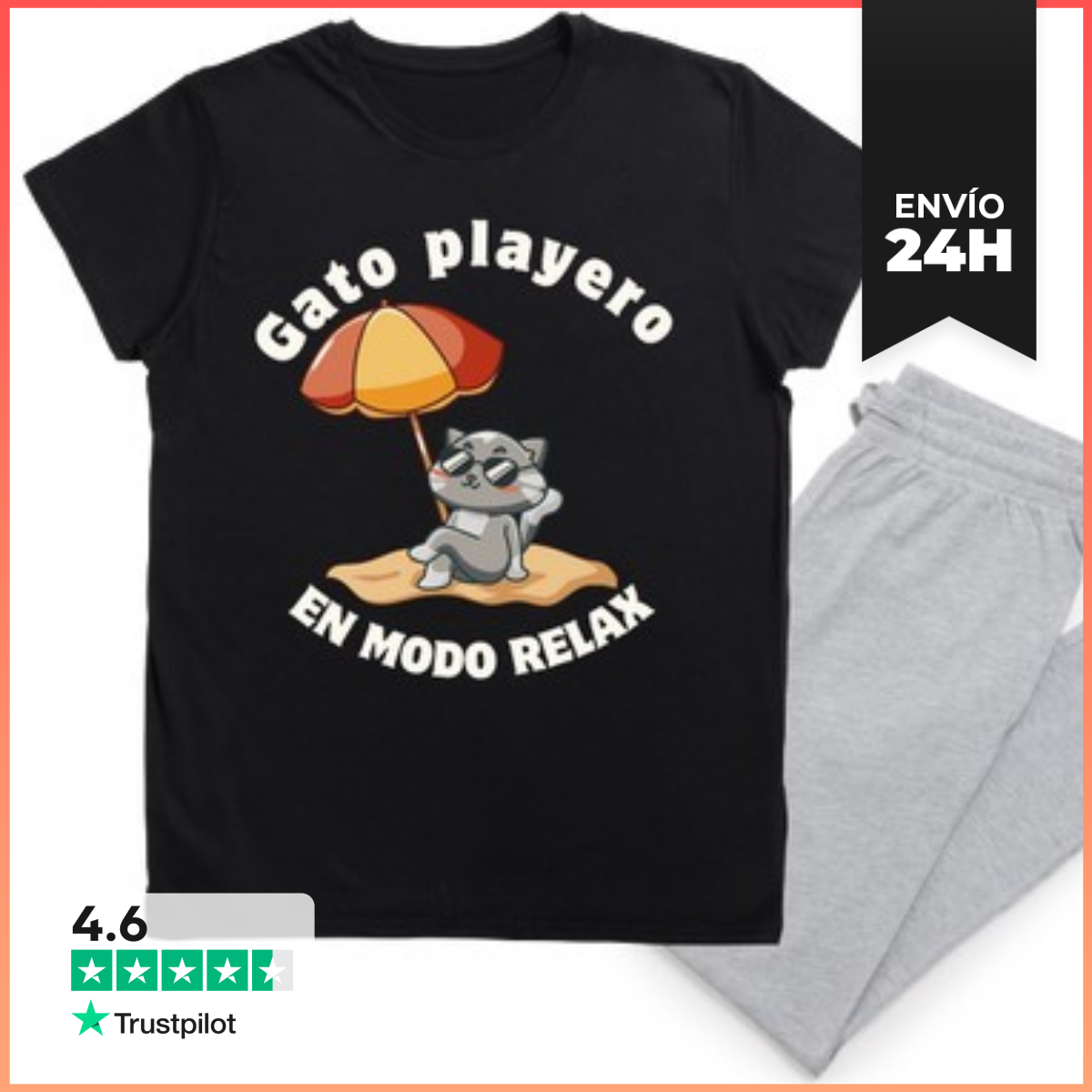 Pijama Gato Playero En Modo Relax LaTostadora