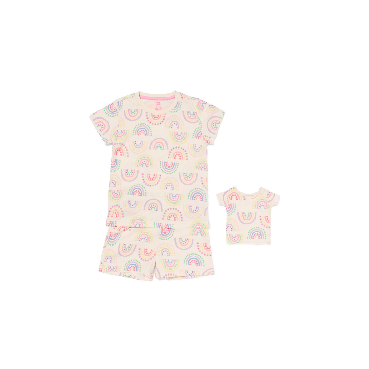 HEMA HEMA Kindershortama Regenboog Met Poppenpyjama Multi (multi)