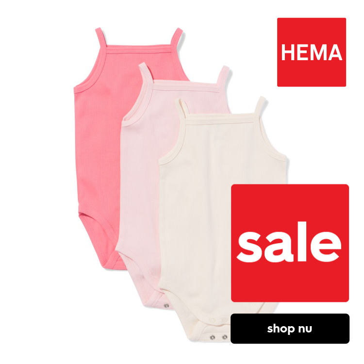 HEMA Baby meegroeirompers rib - 3 stuks roze (roze)