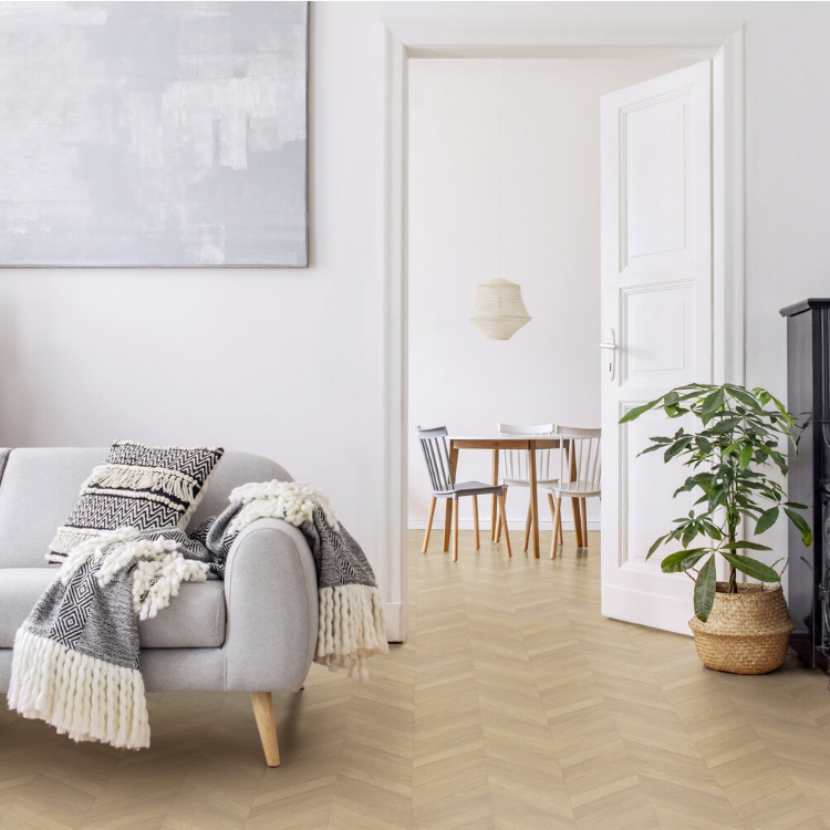 Rouleau 4m de sol PVC effet chevron pose sans colle azay cream Gerflor - 3000 cm x 400 cm x 0.2 cm