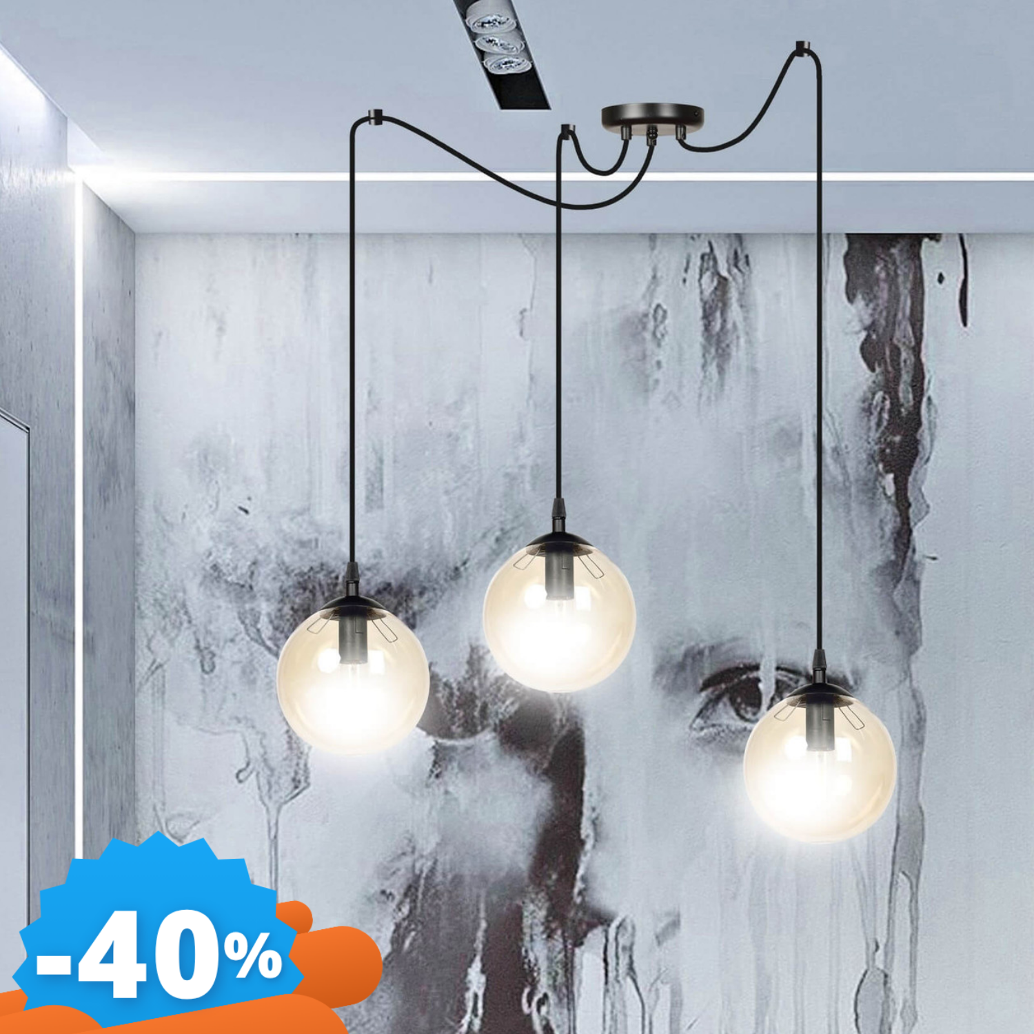 Emibig Lighting Lampadario A Sospensione Gigi 3 Black Miodowy