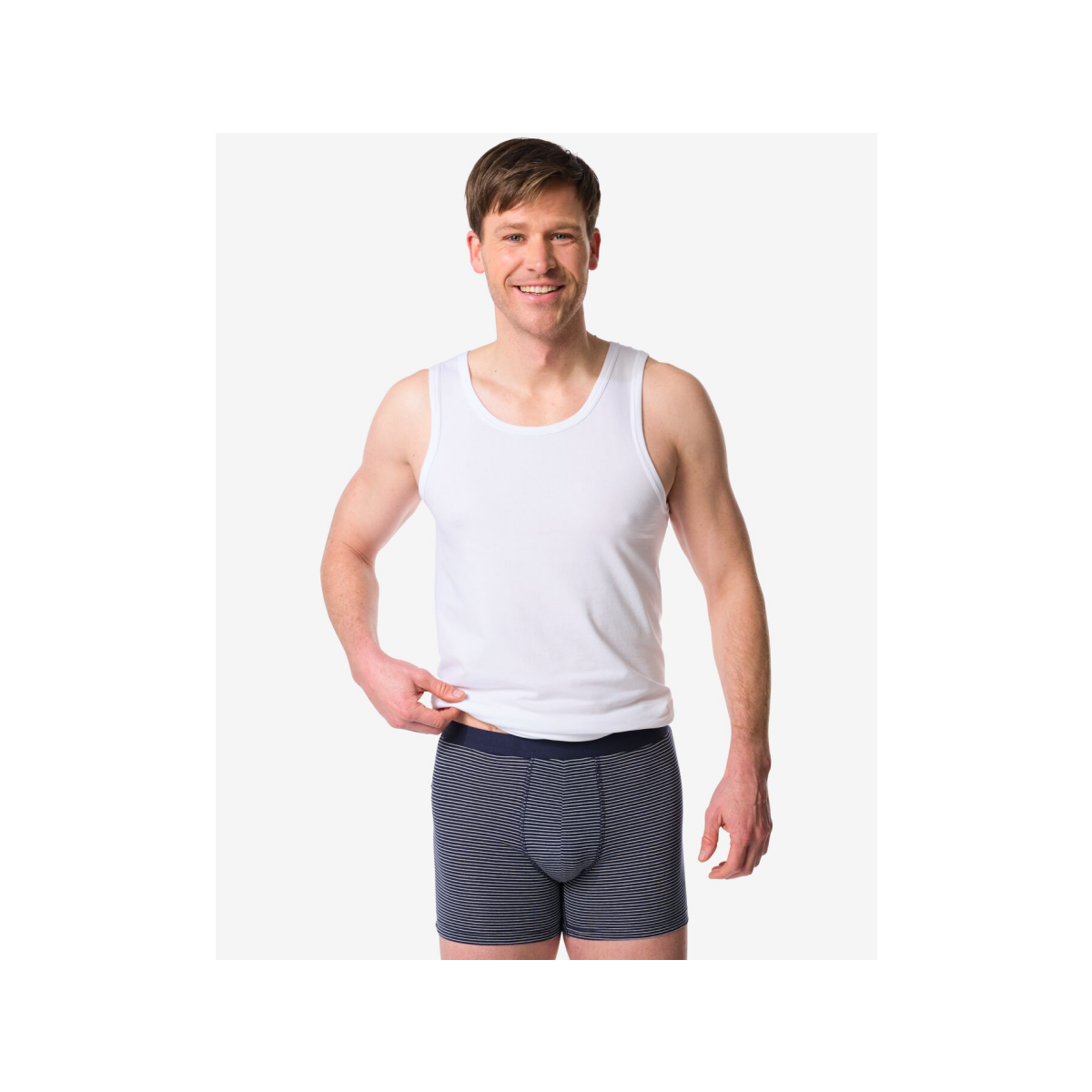 HEMA Herenboxers strepen - 3 stuks donkerblauw (donkerblauw)