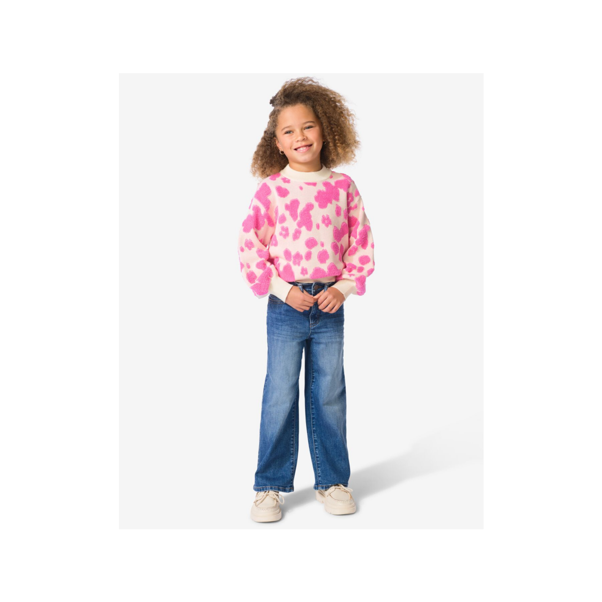 HEMA HEMA Kinderjeans Wijd Middenblauw (middenblauw)