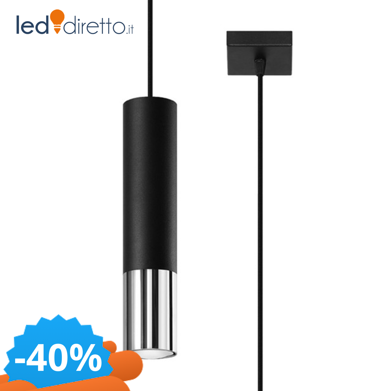 Sollux Lighting Nero Lampada A Sospensione Loopez 1 - Immagine 2