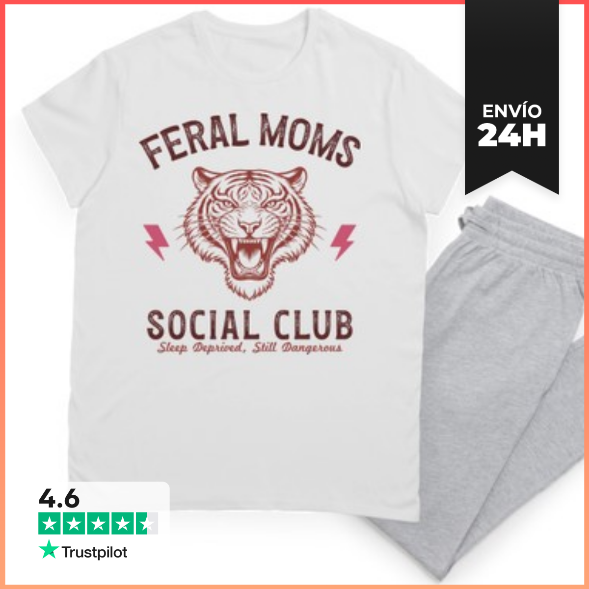 Pijama FERAL MOMS SOCIAL CLUB SLEEP DEPRIVED TIGER LaTostadora