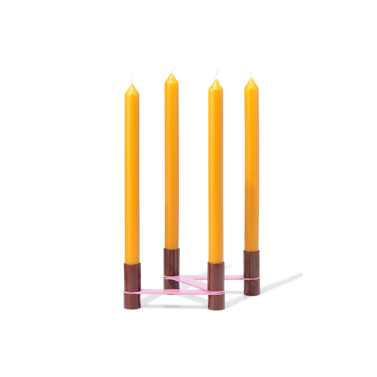 HEMA HEMA Kandelaar 15x7cm Metaal Zigzag Bordeaux (roze)