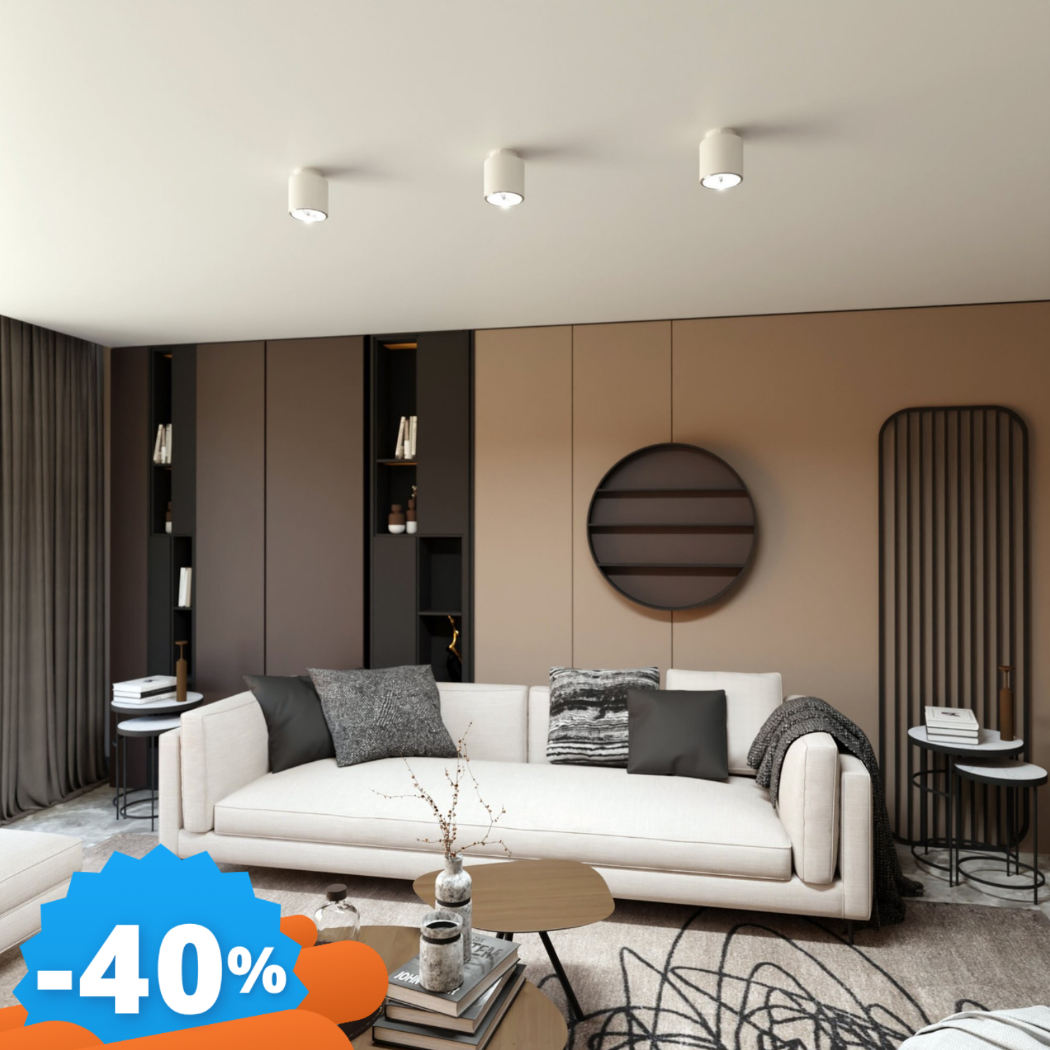 Emibig Lighting Bianco Lampada Da Soffitto In Acciaio Ar111 Nano 1